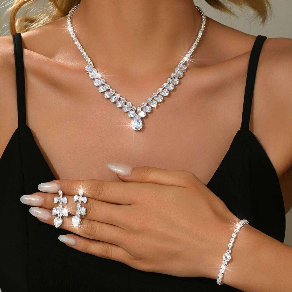 Trendy personalized design, oval shaped super sparkling naked diamond, elegant and simple necklace, earrings, bracelet, ring Z260313