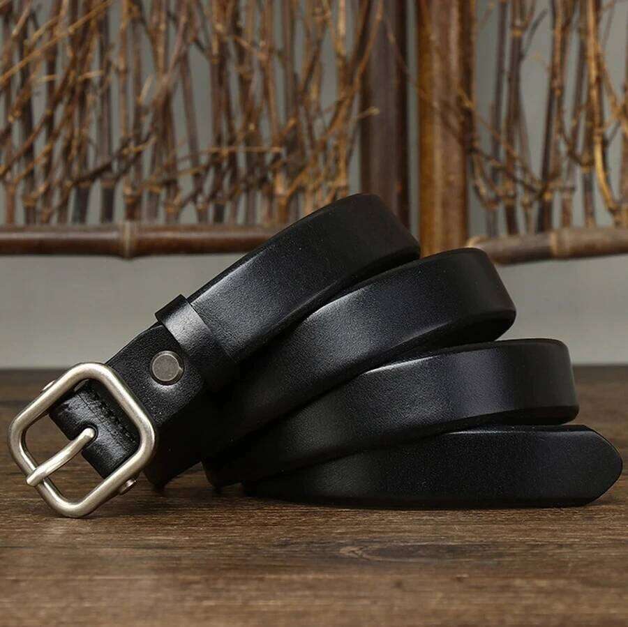 2.4CM Women's Casual Women Thick Cowskin Genuine Leather Male Strap Pure Color Belts Top Quality Jeans Belt Z260226