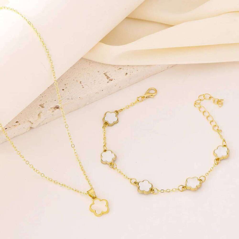 Fashion Luxury Gold Color Flower Leaf Plant Bracelet Set for Women Girl Necklace Wedding Party Adjustable Jewelry gift Z260313
