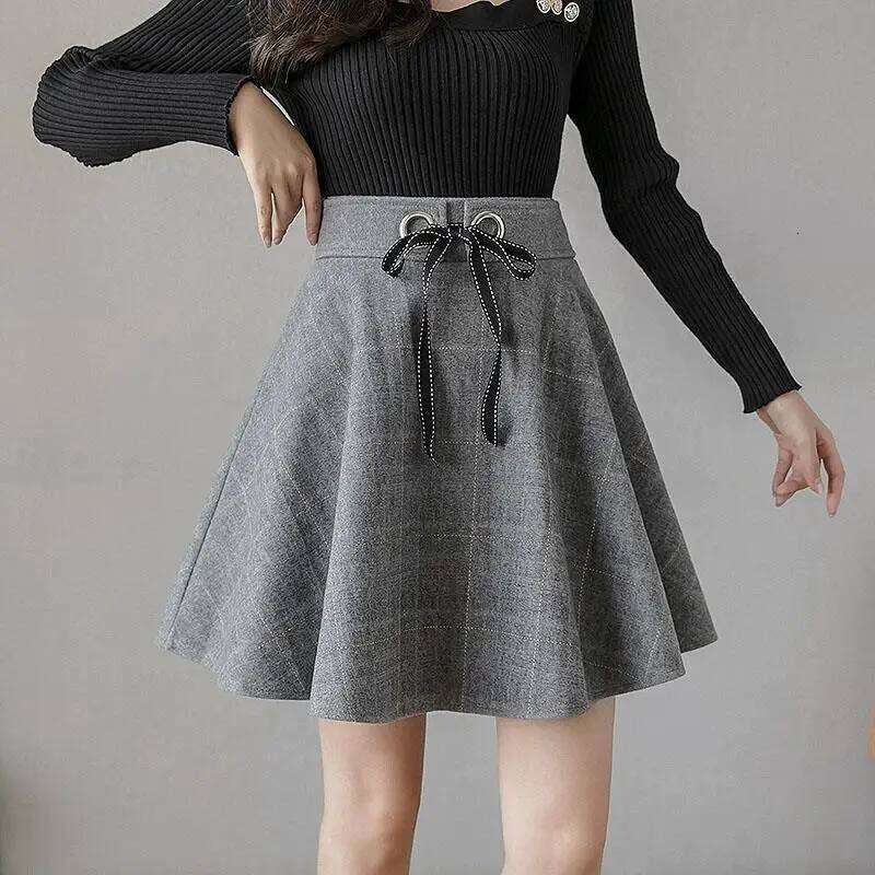 Waist Plaid Vintage Short Skirt Women Autumn Now Korean All-match Harajuku Fashion Elastic High Street Office Lady Skirts Z260314