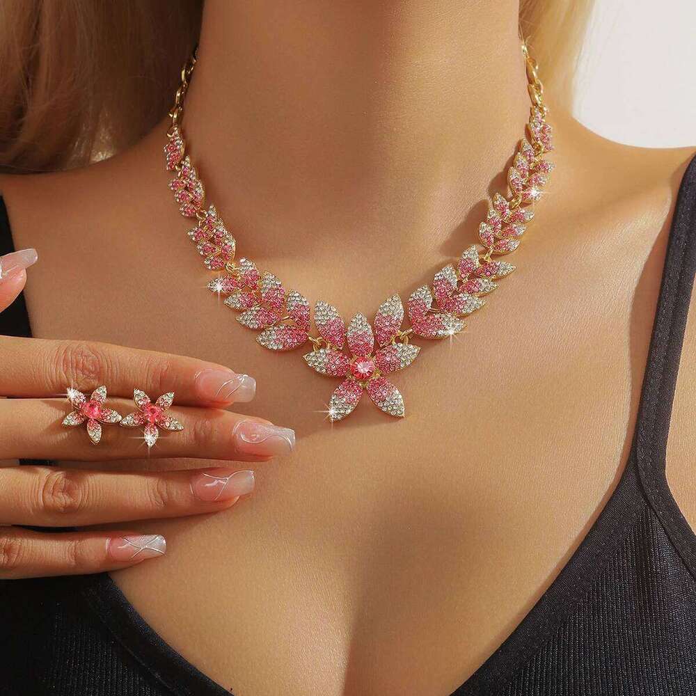 3PC Women's Fashion Flower Necklace Earrings Jewelry Set Elegant High end Design, Suitable for Party and Festival Gift-8495 Z260313