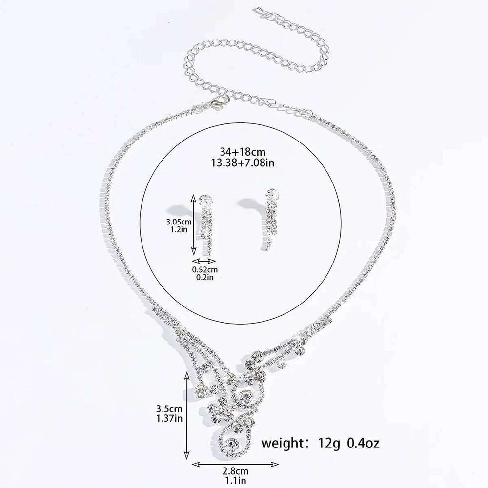 3PC women's fashionable rhinestone necklace earrings jewelry set, suitable for weddings, parties, and holiday gifts Z260313
