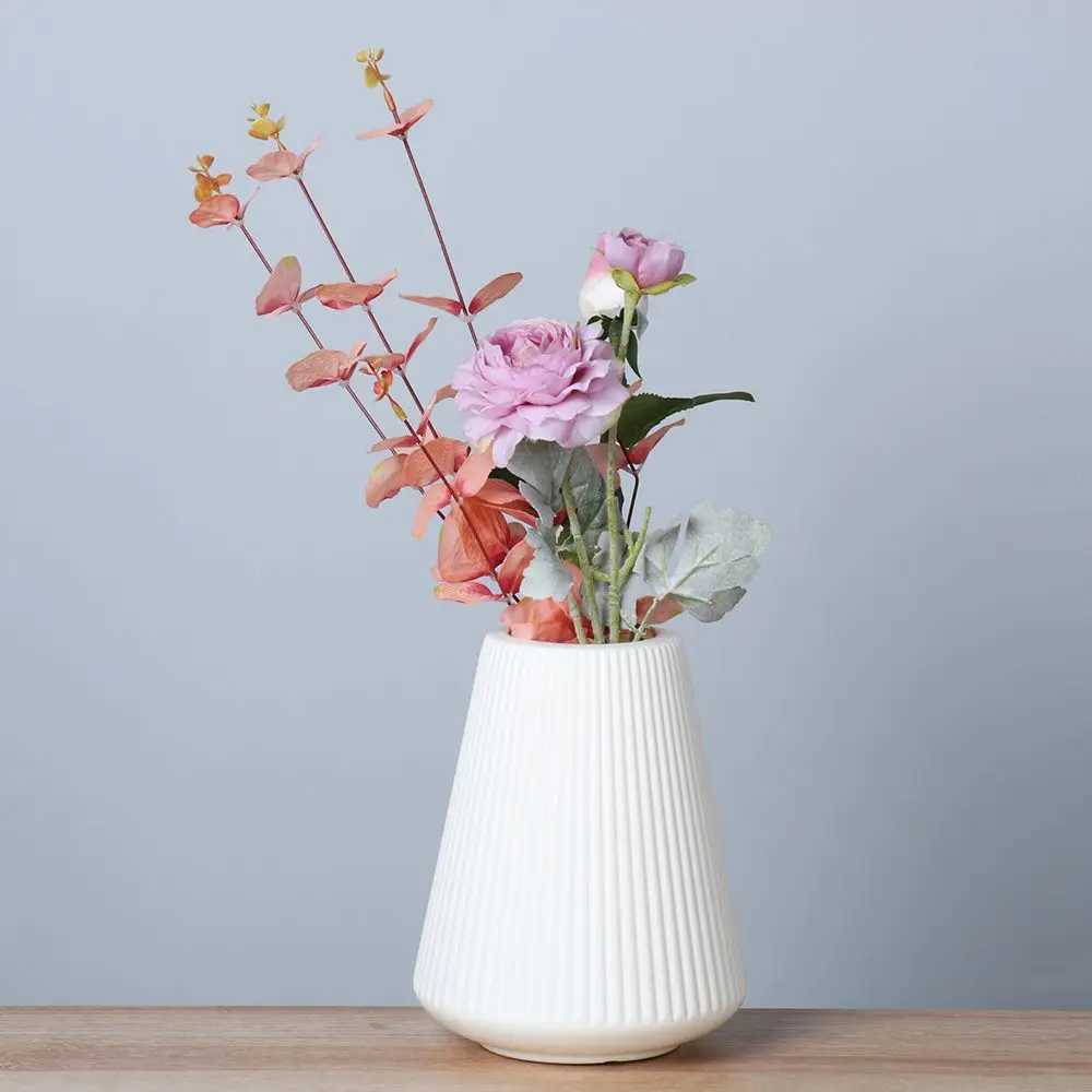 Modern Flower Vase Home Decoration Flower Arrangement Living Room Plastic Nordic Style Imitation Ceramic Flower Pot Y260314