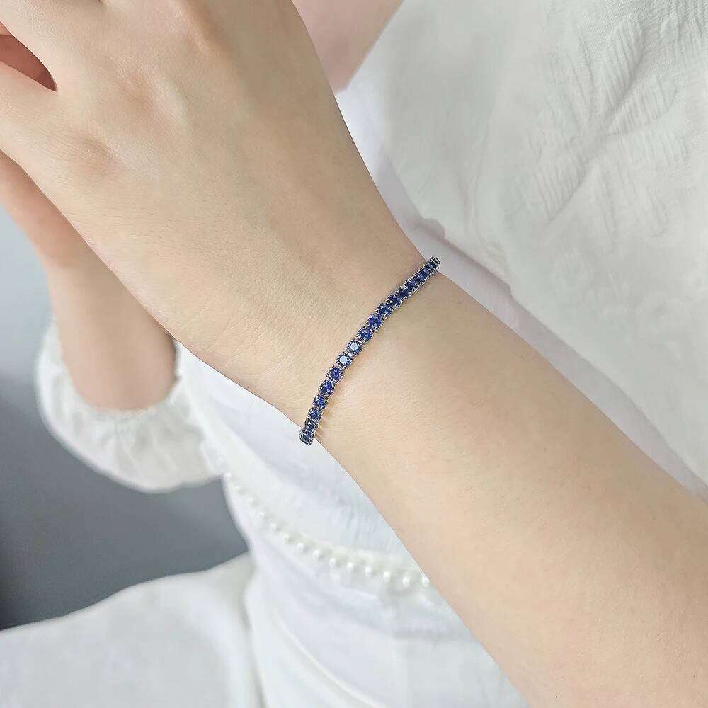 2024 New Arrival Luxury Round blue color on hand Bracelet Bangle For Women Anniversary Gift Jewelry Bulk Sell S5787 Z260313