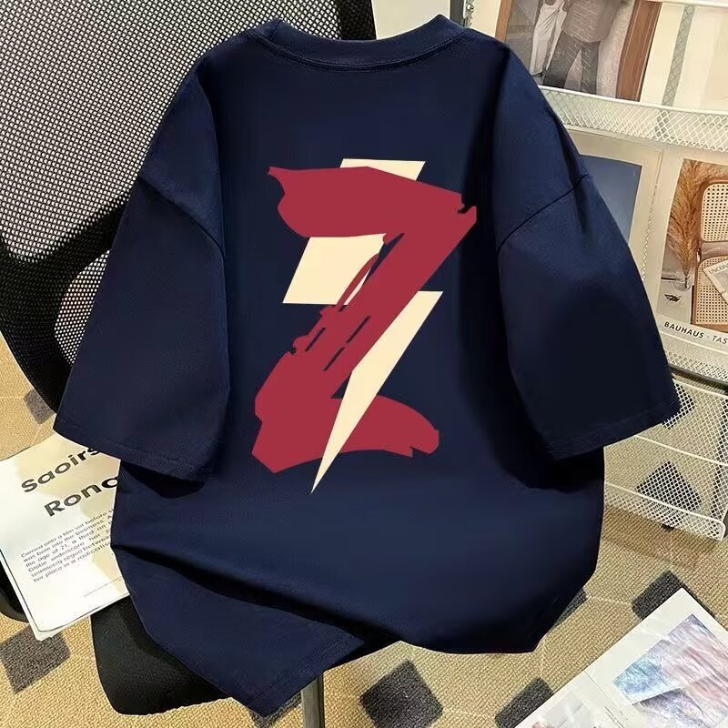 Summer Americanstyle Ins Fashion Loose Designer Hoodie Top For Men Trendy With Contrasting Color Polo Letter Print Designer T-shirt Casual Shortsleeve