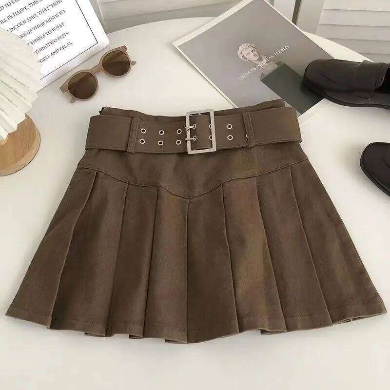 Pleated Skirts Women Korean Style Fashion High Waist Hotsweet Solid All-match Summer Students Chic Streetwear Vintage Popular Z260314