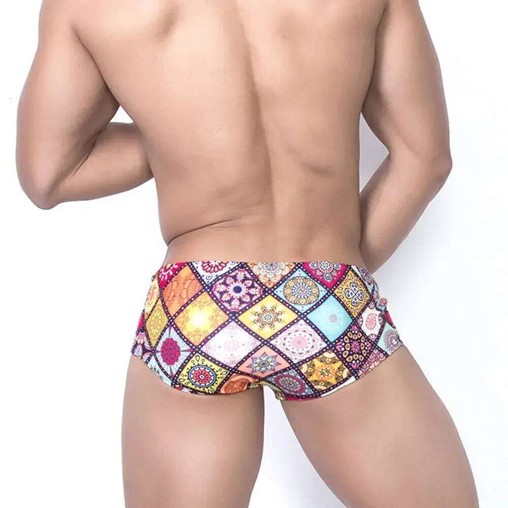 Swimwear Men Retro Grid Bikini Swimsuits Swim Boxer Trunks Board Surf Shorts Classic Brazilian Cut Beach Underwear Briefs Z260314