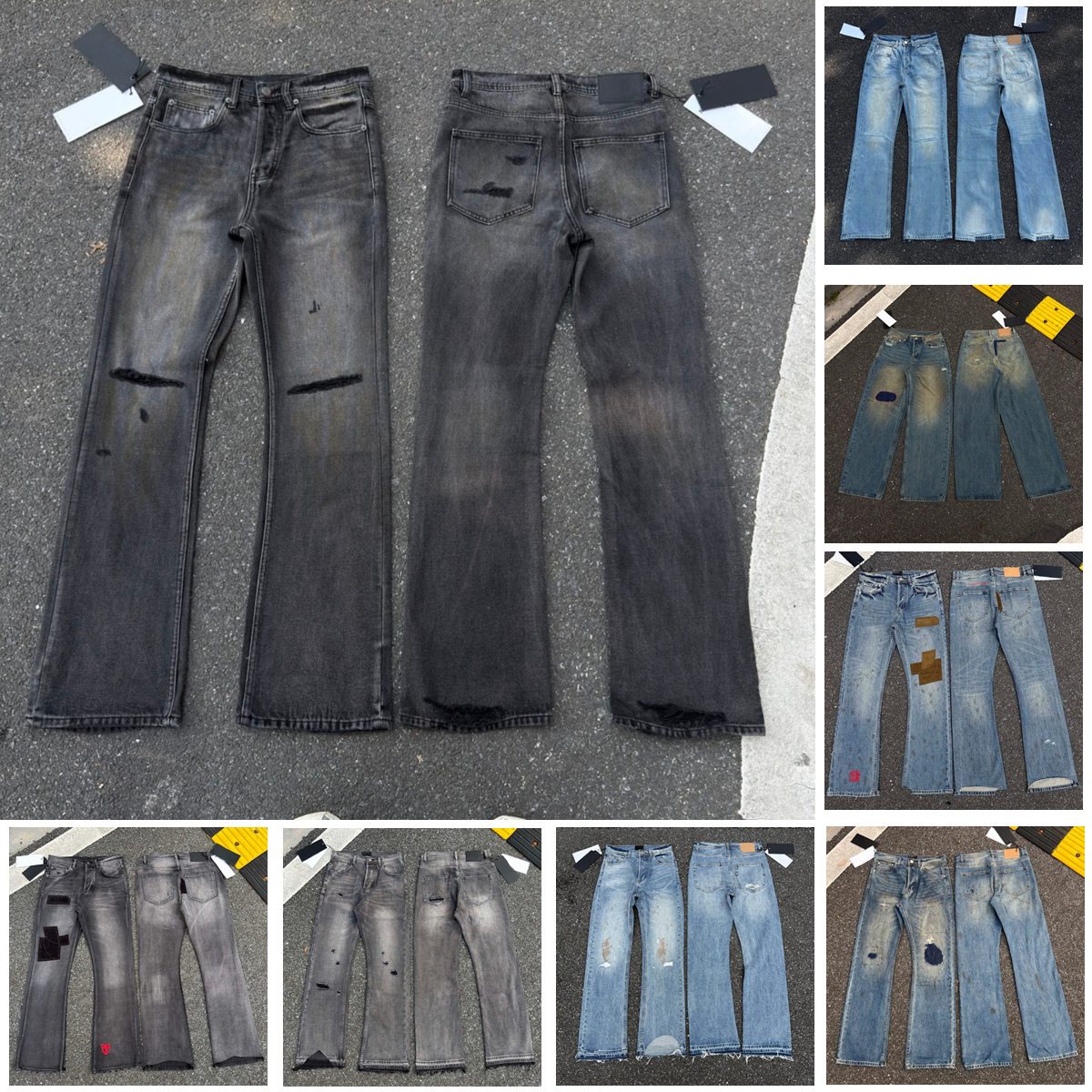 enfants riches deprime jeans erd jeans for mens baggy jeans designer jeans flared jeans streetwear hip hop cotton loose fitting oversized zipper fly hole punk pants