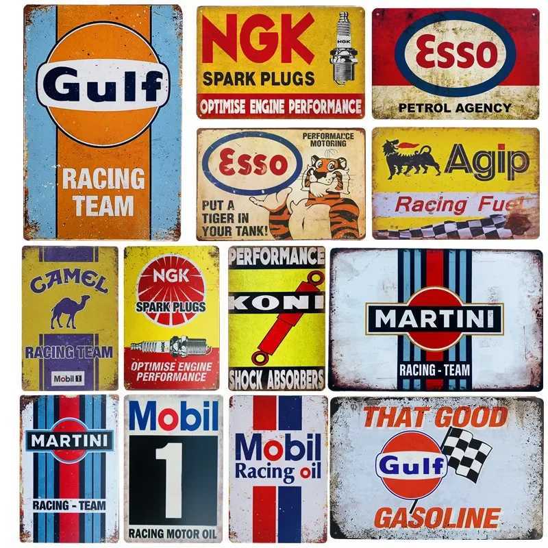 Shabby Chic Vintage Iron Metal Tin Signs Gulf Esso Agip Man Cave Plate Motor Oil Garage Wall Stickers Gas Decor Plaque D260314