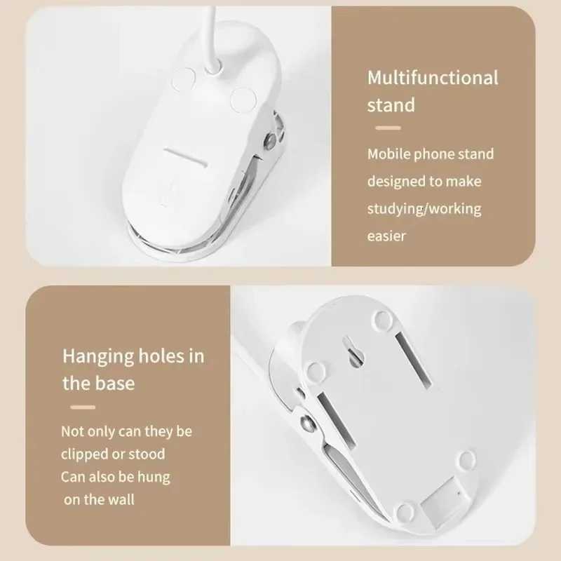 Led Table Lamp USB Rechargeable Night Light With Folding Clamp Study Stand Read Lamp Touch 3 Modes Dimming Eye Protection Light Y260314