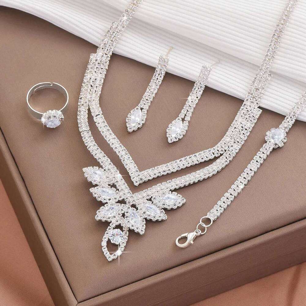 5PC Women's Trendy Claw Chain Leaf Earrings Necklace Bracelet Ring Jewelry Set Wedding Banquet Party Holiday Gift Z260313
