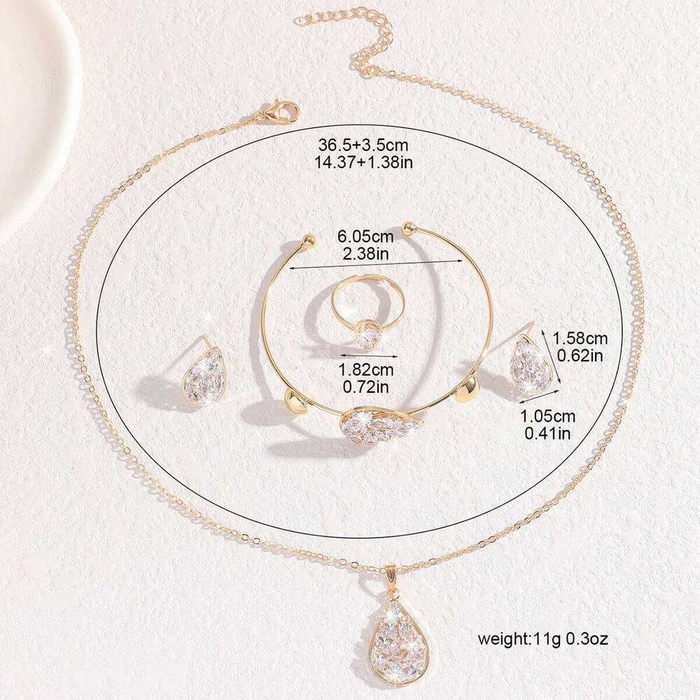 Four sets of water droplet necklace earrings, French style light luxury temperament, high-end design earrings for women Z260313