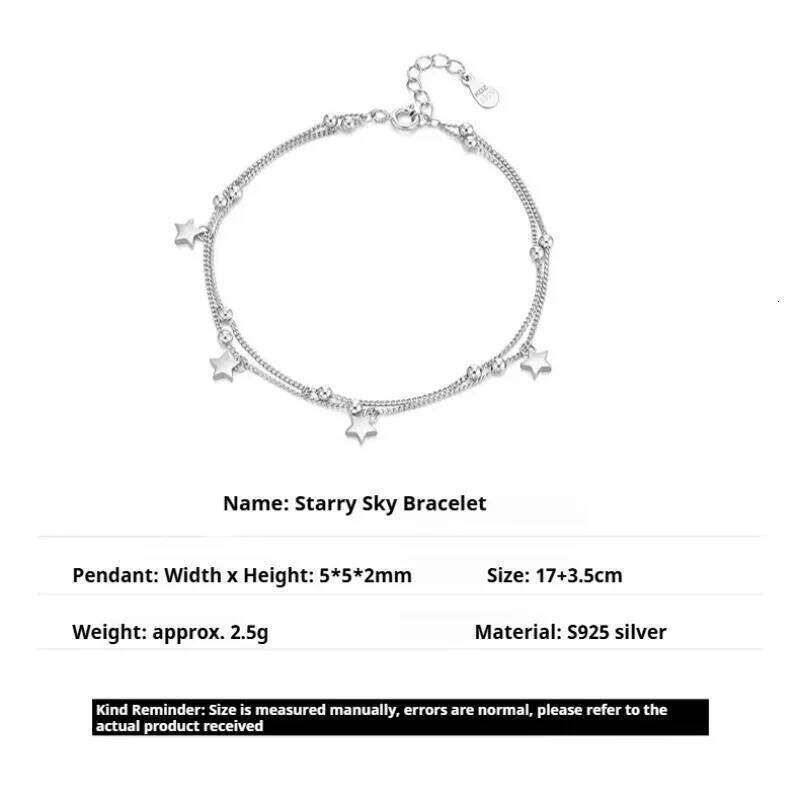 Original 925 Sterling Silver Star Bead Chain for Women Korean Sweet Double Layer Stars Charm Bracelet Jewelry Gift Z260313