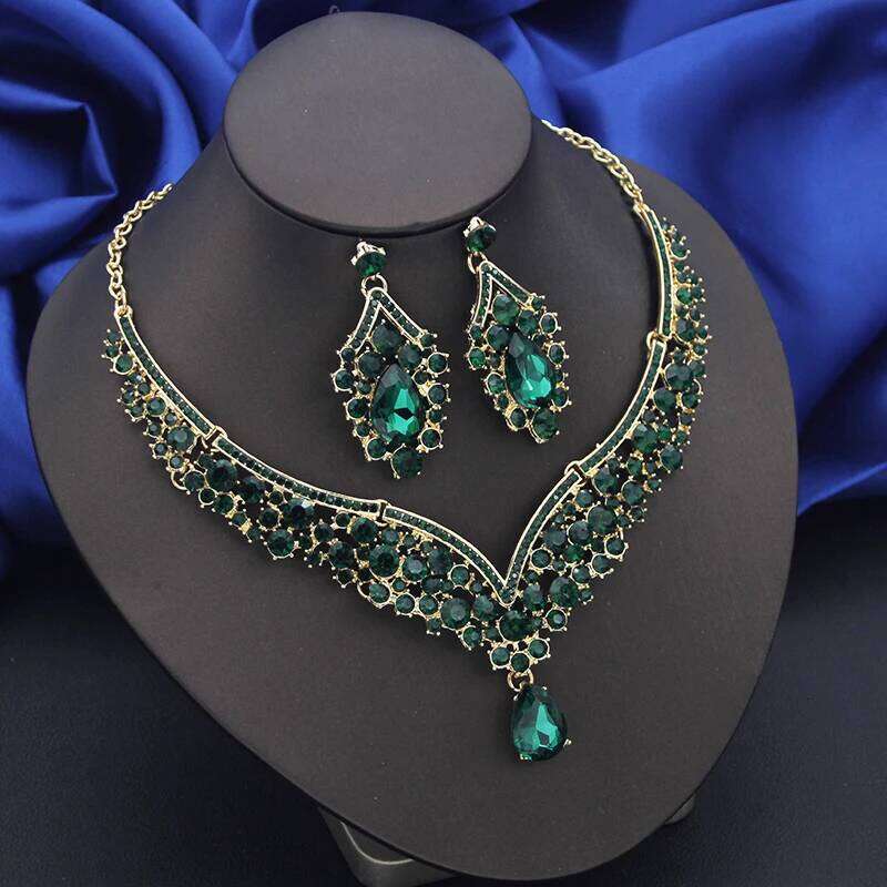 Wholesale Dangle Earrings and Choker Necklace for Women Bridal Set Colorful Dubai Jewelry Sets Fashion Z260313