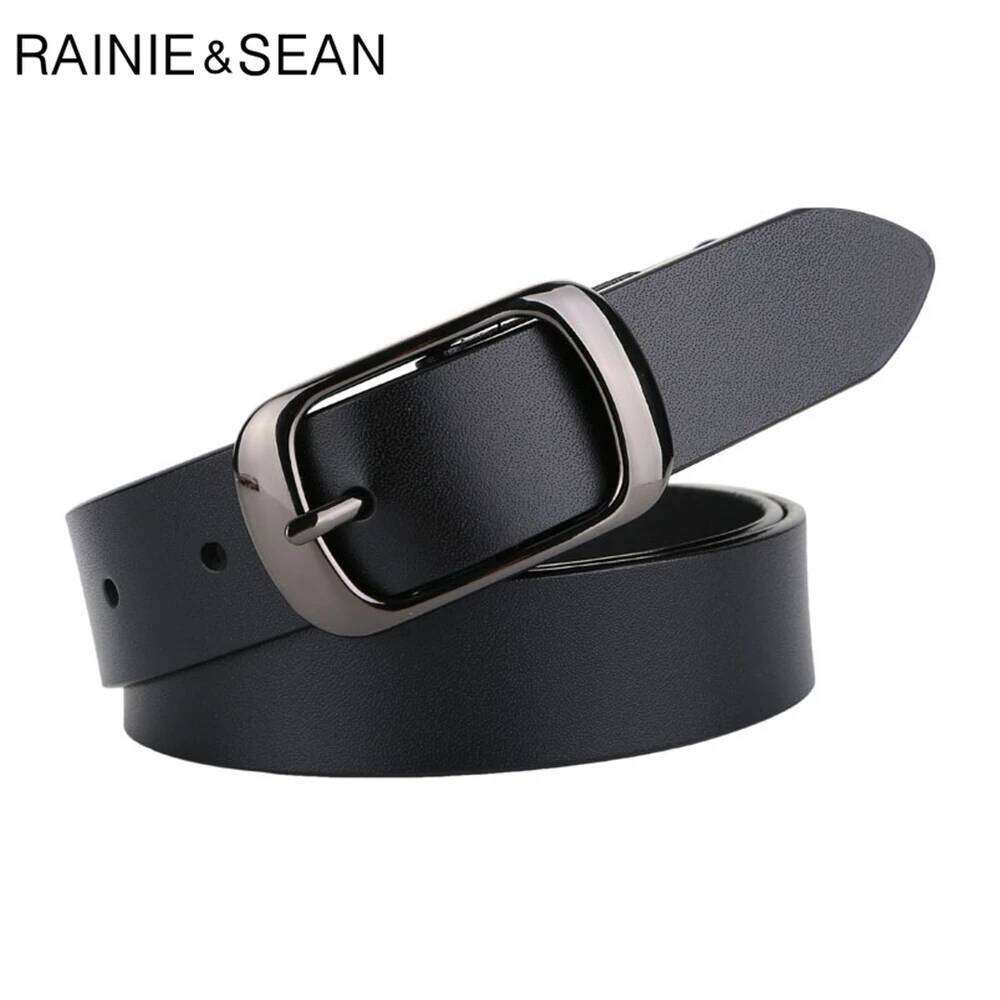 RAINIE SEAN White Cowskin Genuine Leather Women Belt High Quality Brand Buckle Ladies Belts for Jeans 110cm Z260226