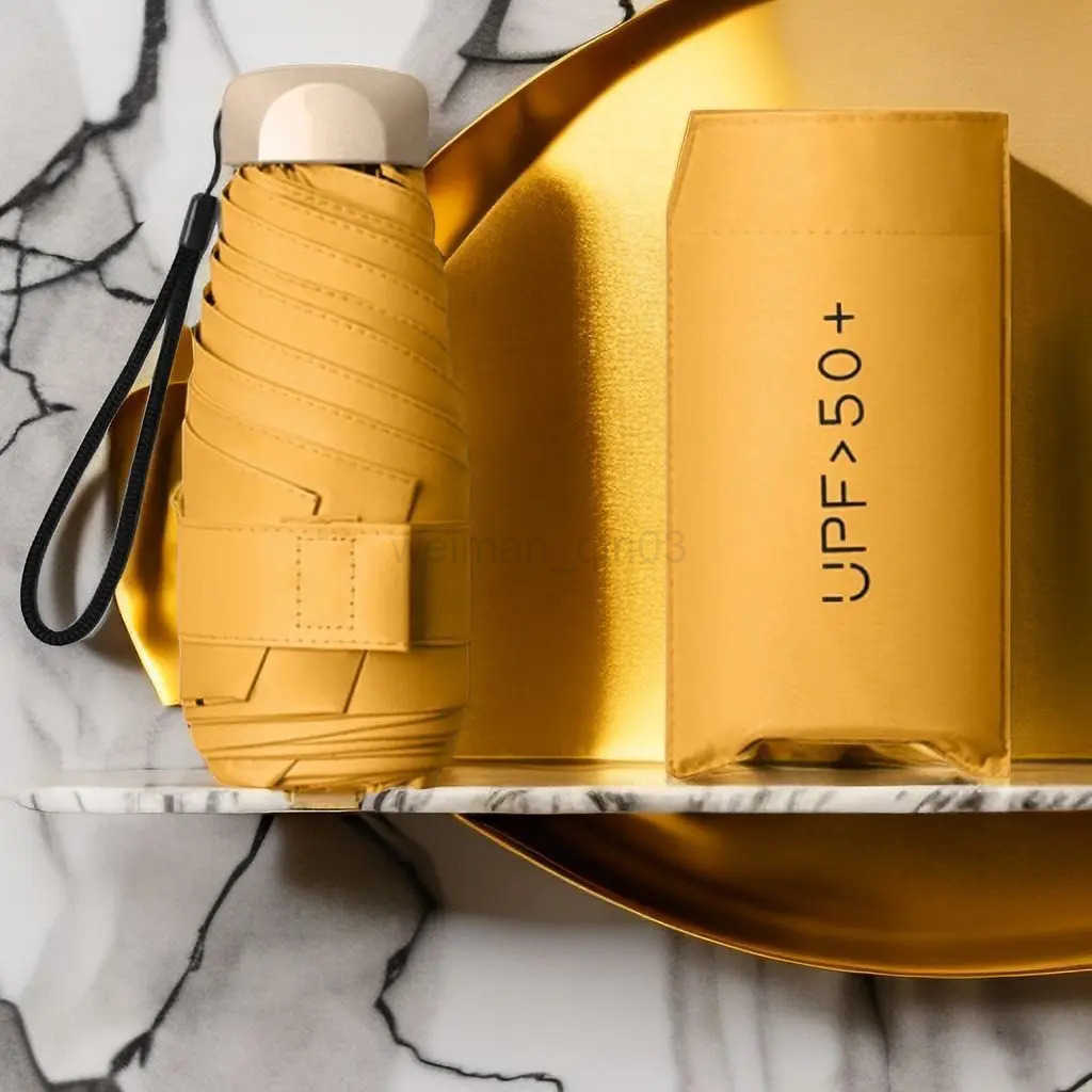 Ultra Light Small Mini Women Five Fold Umbrella Sun Proof Sun Proof Anti UV Sun Rain Dual Use Umbrella Thick Black Glue Pocket S H260314