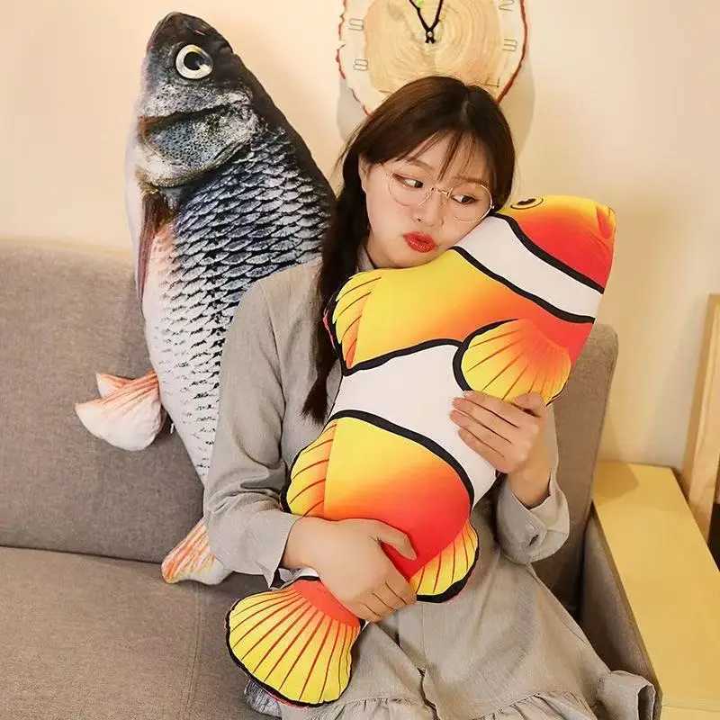 30-100cm Simulation Funny Fish Plush Toys Stuffed Soft Animal Carp Plush Pillow Creative Sleep Cushion for Kids Girls Xmas Gift Y260314