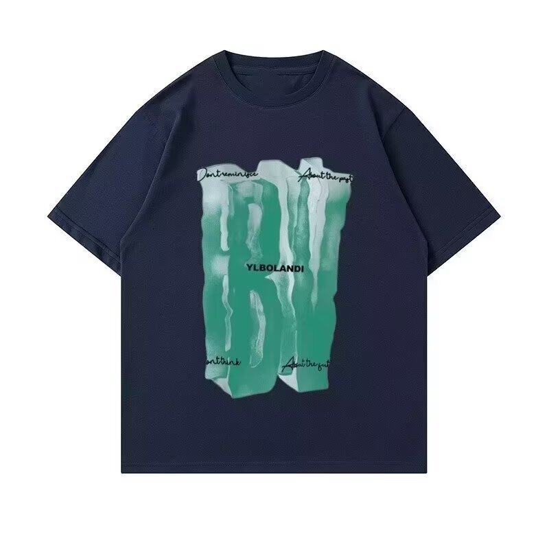 American Retro Designer Hoodie Niche Design High Street Fashion Designer T-shirt Men's Loosefit Shortsleeve Polo With Blurred Letter Print Style