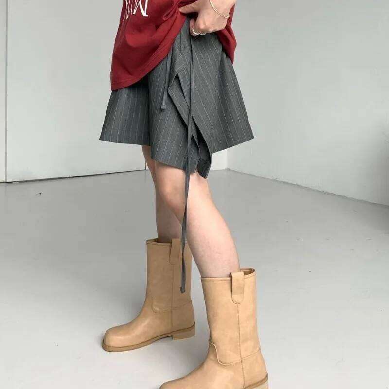 Matakawa Y2k Irregular Skirts for Women Solid Spring Autumn Vintage Ins Fashion Faldas Mujer High Waist A-line Sexy Mini Skirt Z260314