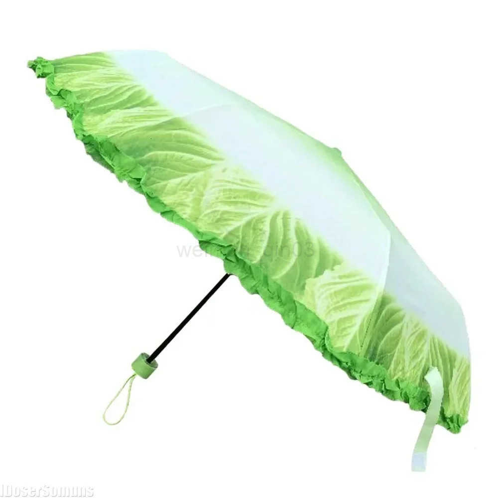 Creative Cabbage Umbrella UV Protection Beach Funny Vegetable Umbrella Parasol Gifts Lettuce Folding Rainy and Sunny Umbrellas H260314