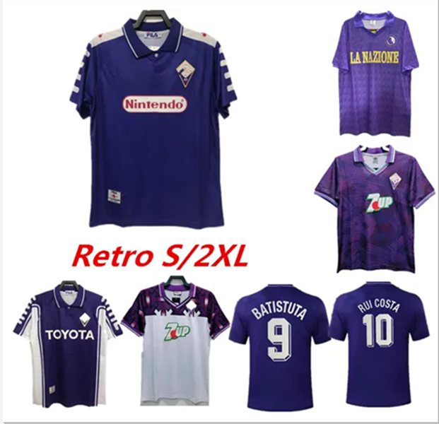 1995 1996 Retro classic FiorentinaES Soccer jerseys Sweatshirt 1989 90 97 98 99 BATISTUTA R.BAGGIO DUNGA Retro FiorentinaES Football shirt chandal futbol