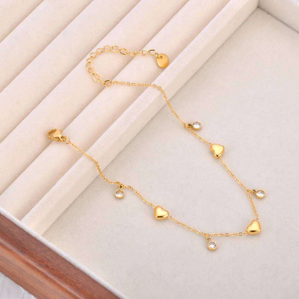 Lokaer White Cubic Zirconia Heart Chain Stainless Steel Trendy Anklet For Women Girls Fashion Delicate Summer Jewelry New A24006 Z260313