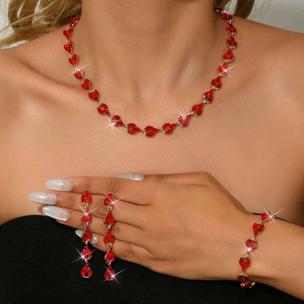 2025 New Gold Crystal Chain Set for Women - Fashion Party Choker Necklace with Earrings Luxury Sparkling Jewelry Z260313