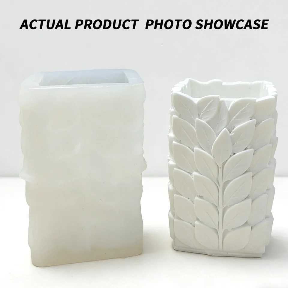 Leaf-patterned silicone molds are easy to unmold making it easy to create sophisticated scented candle jars for home dcor han Y260314