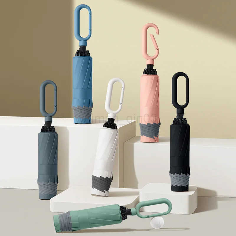 20Bones Windproof Manual Folding Umbrella with Loop Buckle UPF50Mens and Womens Portable Compact Sunshade Umbrella H260314