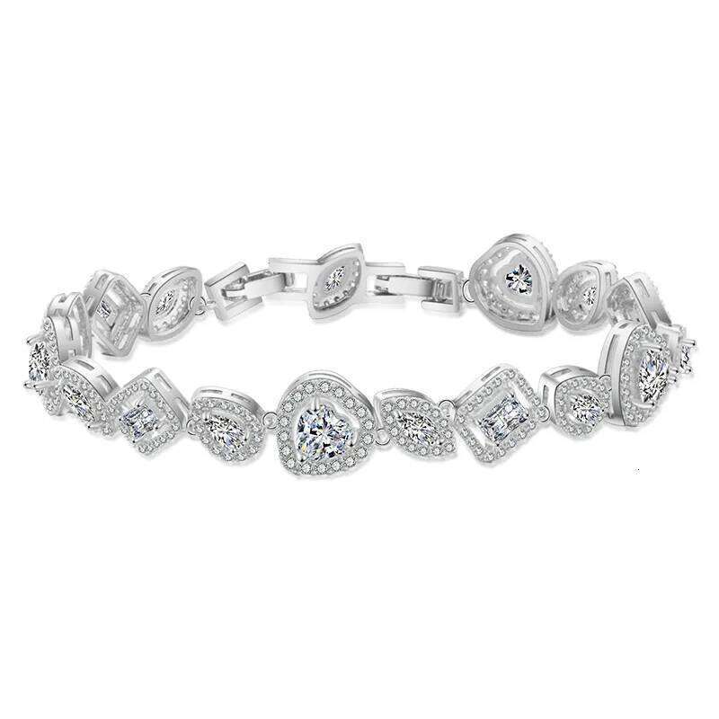 2023 New Luxury Pear Heart silver color on hand Bracelet Bangle For Women Anniversary Gift Jewelry Bulk Sell S6060 Z260313