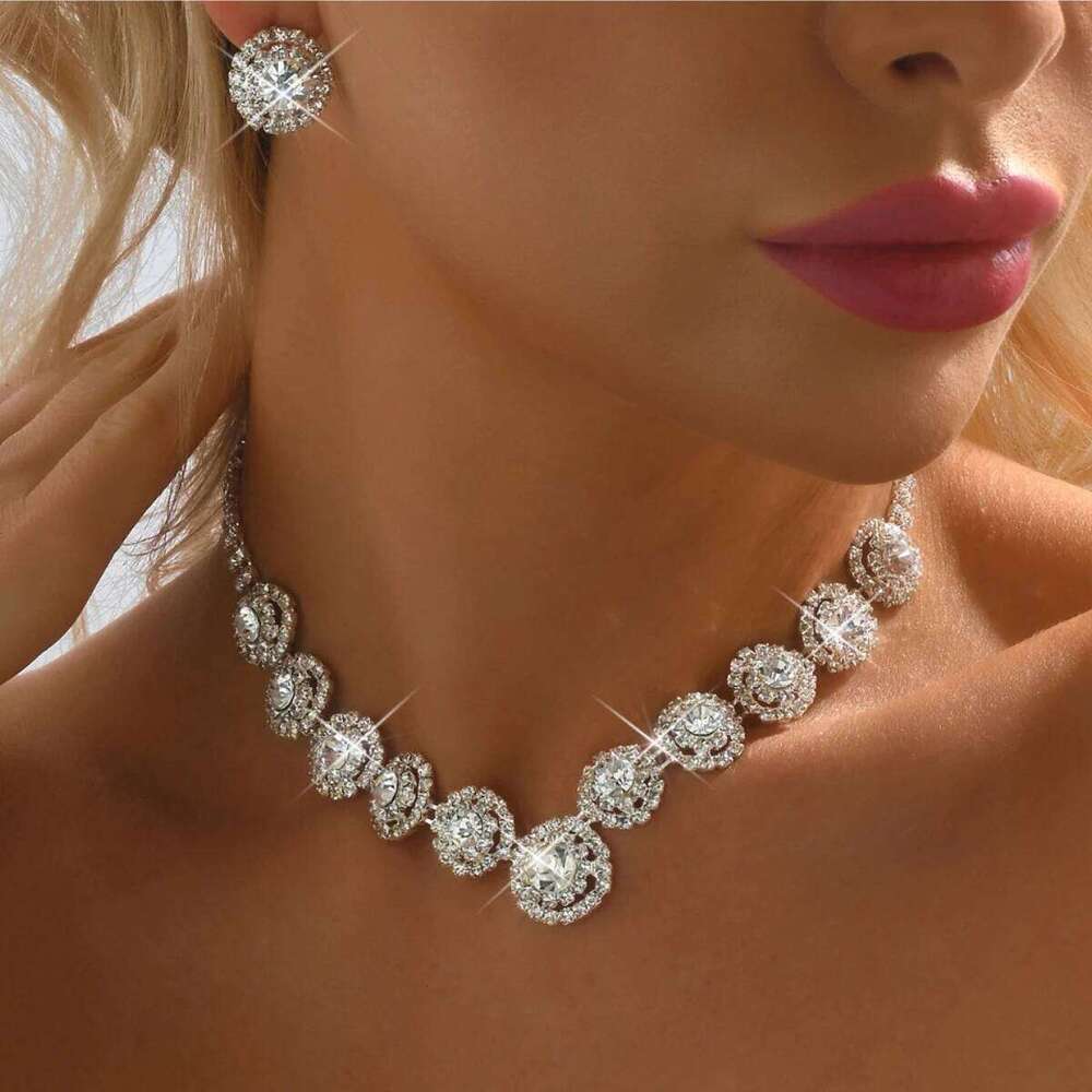 Women's Fashion Geometric Round Flower Necklace Earrings Bracelet Jewelry Set Wedding Banquet Party Holiday Gift Z260313