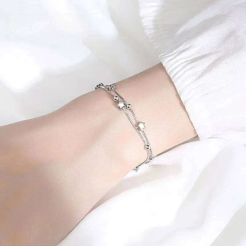 925 Sterling Silver Star Bracelets for Women Fashion Korean Five-pointed Double Layered Charm Bracelet Luxury Original Jewelry Z260313