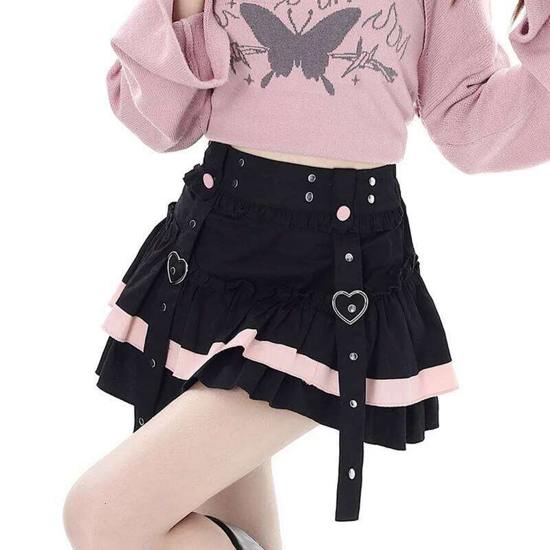 Japan Lolita Mini Skirt Hotsweet Kawaii Bandage Patchwork Cake Summer All Match Streetwear Chic A Line Exquisite Skirts Z260314