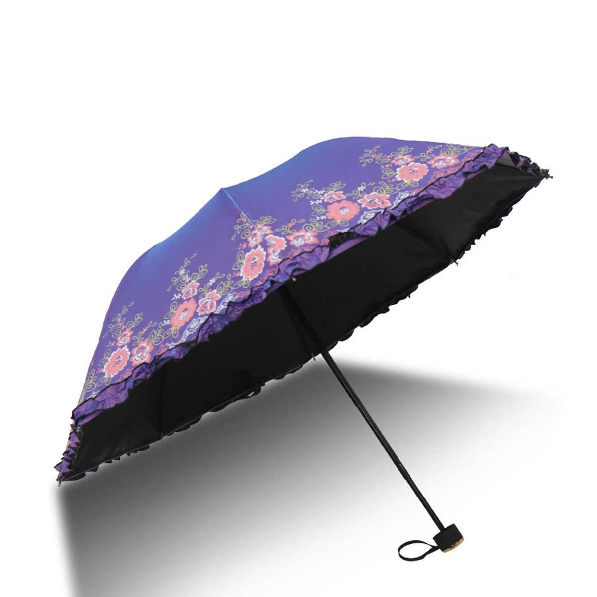 1pcs Lace Embroidery Parasol Anti-UV Folding Umbrella UPF50 Vintage Flower Embroidery Umbrella Princess Umbrella Gift Umbrella H260314