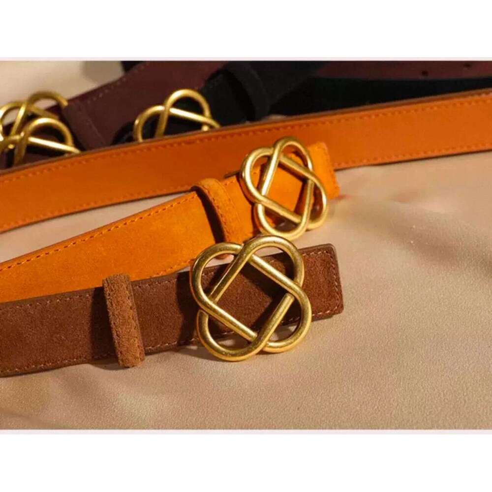 Fashion Women's Suede Casual Leather Jeans Gold Buckle Elegant Waist Belt for Dress Pants Western Style Z260226