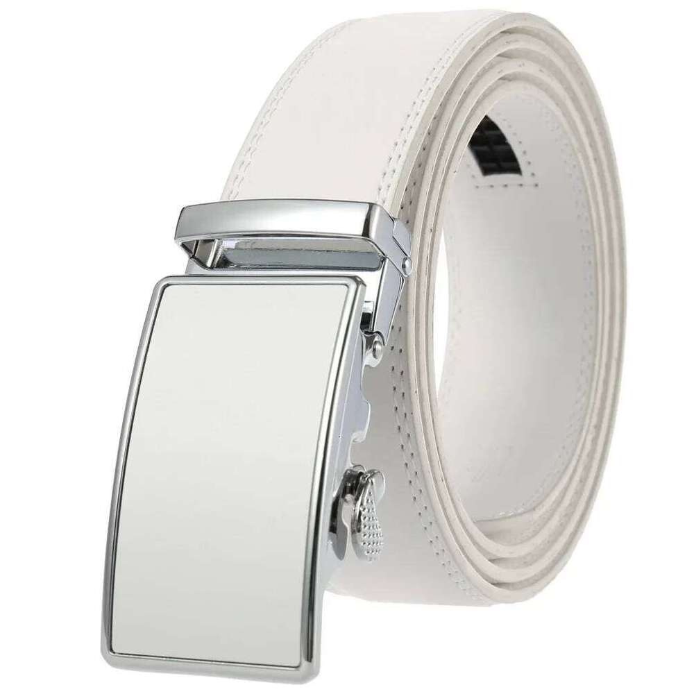 Luxury Mens Genuine Leather Belt White Cowhide Alloy Automatic Buckle Formal Belts For Men 3.5cm Width Waist Strap Male B373 Z260226
