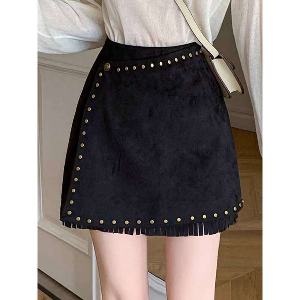2025 New Asymmetrical Hem Suede A-Line Skirts for Women, High Waist Pencil Mini Skirt with Trendy Fall Winter Style Z260314