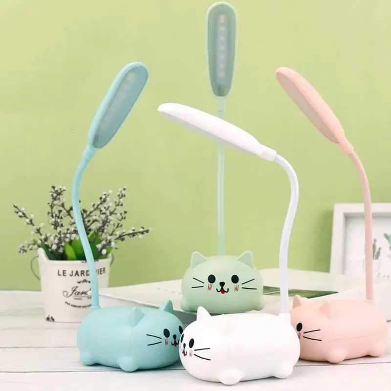 Mini Cat USB Lamp LED Cute Animal Night Light Rechargeable Table Lamp Bedside Lamp Eye Caring Reading Lights Bedrooms Y260314