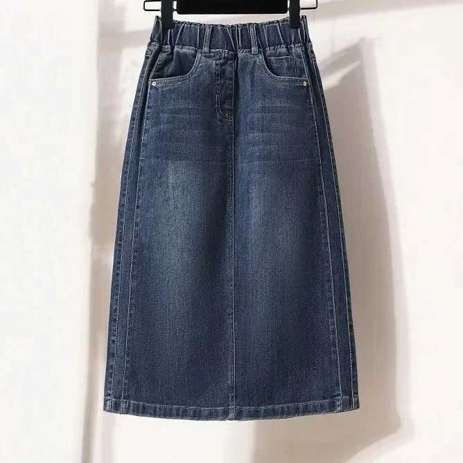 Fashionable Elastic Mid-Length Denim Skirt Womens Spring Summer New Style Slimming Meat Covering A- Line Half-length Skirt M260314