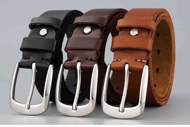 Belt leather needle buckle layer genuine retro handmade casual trend men's belt cowhide Z260226