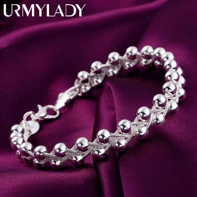 Charm 925 Sterling Silver Bracelets for Women Fine Braided beads Chain Fashion Wedding Party Christmas Gift High Quality Jewelry Z260313