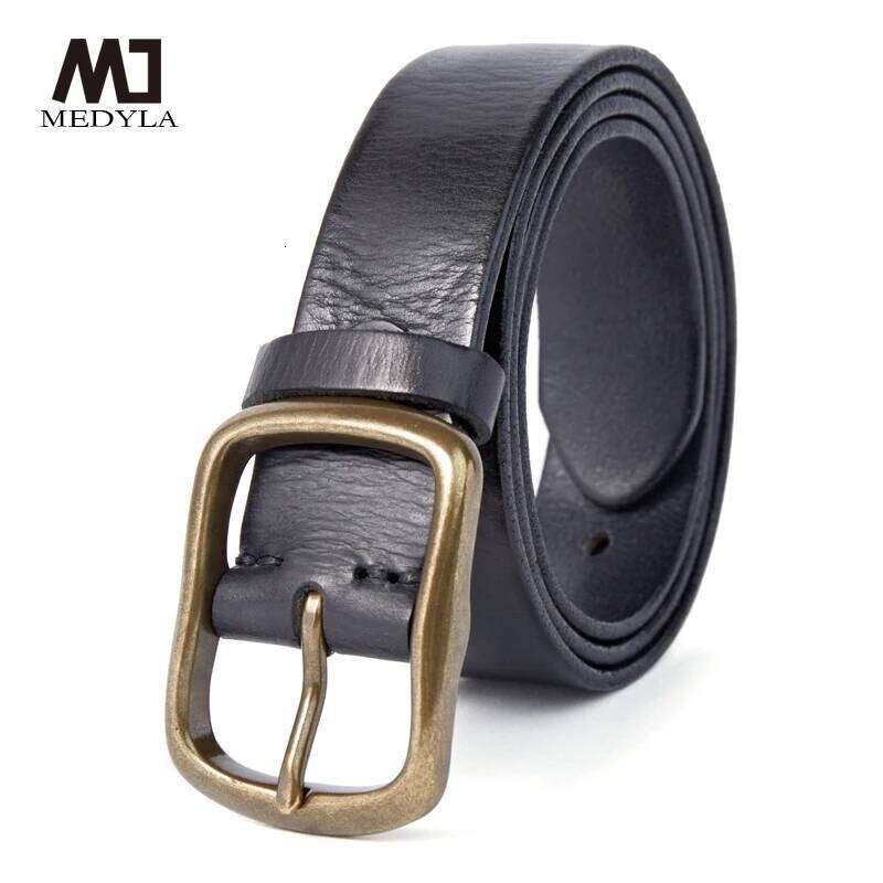 MEDYLA Vintage Luxury Handmade Leather Copper Buckle Man's Cowhide Retro All-match Casual Jeans Soft Belt 21404 Z260226