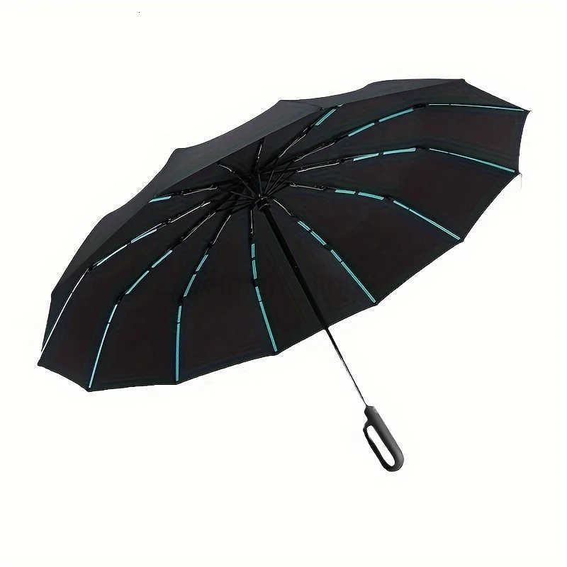 Automatic Folding Umbrella With D-style Non-slip Hook Handle Solid Color Casual Portable Lightweight Durable Umbrella H260314