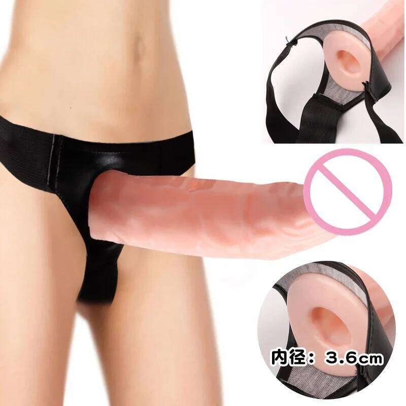 Men Strap On Panties Wearable Hollow Penis Lengthen Sleeve Strapon Dildo Pants Harness Belt for Man Sex Toys For Woman Gay 26H0314