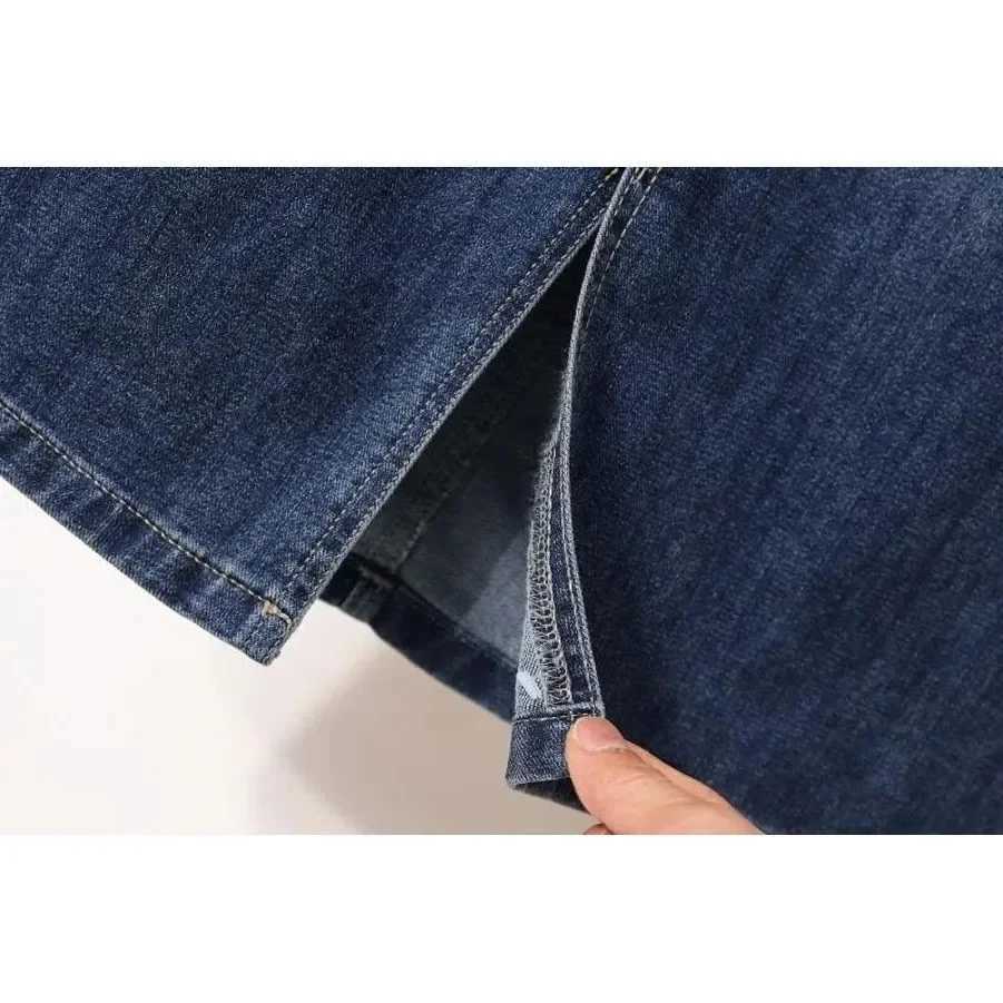 Fashionable Elastic Mid-Length Denim Skirt Womens Spring Summer New Style Slimming Meat Covering A- Line Half-length Skirt M260314