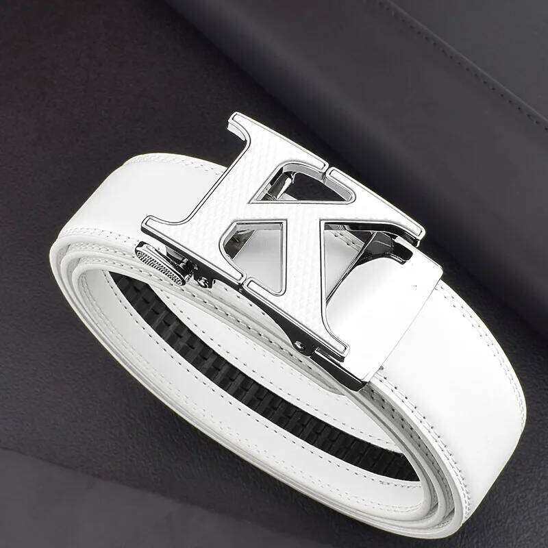 Casual K letter Automatic Buckle Belts High Quality Men Luxury Brand Waistband Genuine Leather Ceinture Homme Z260226