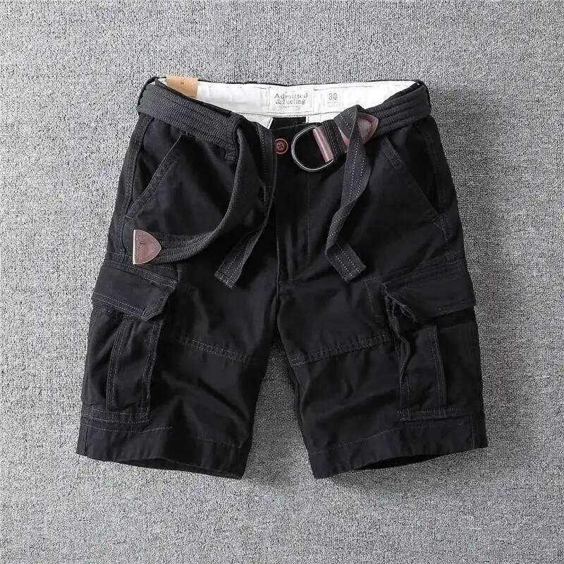 Retro Men's Outdoor Baggy Multi-pocket Sports White Black Tooling Straight Pants Summer Short Homme Men Clothing Cargo Shorts Z260314