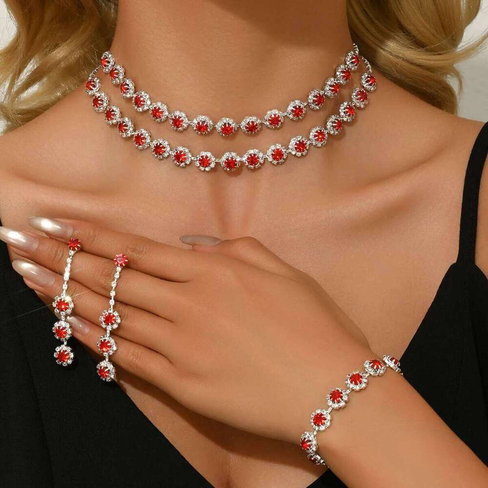 Fashionable geometric circular simple luxury style necklace earrings bracelet jewelry set party holiday daily wear Z260313