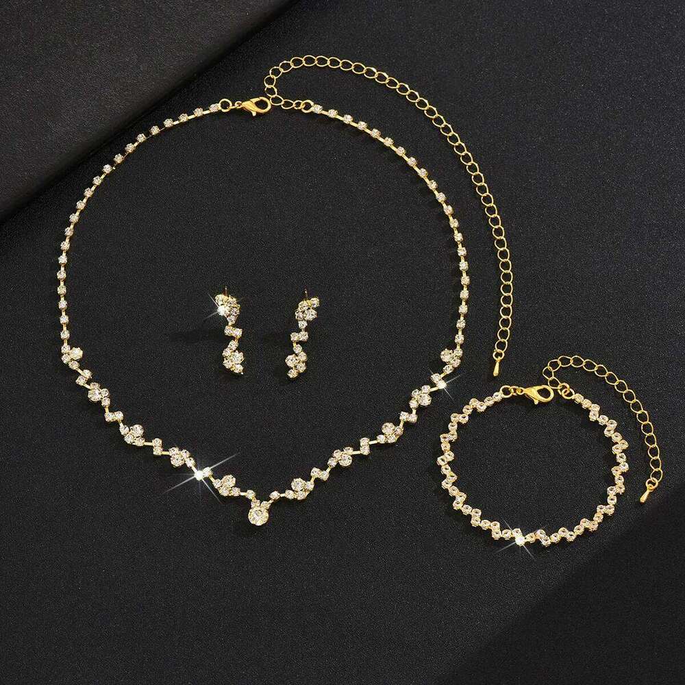 BLIJERY NEW Simple Wave Style for Women Chocker Necklace Earrings Bridal Wedding Party Jewelry Sets Z260313