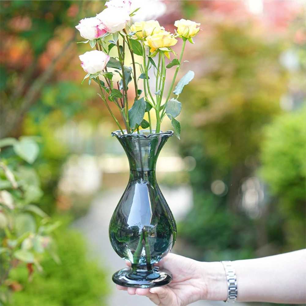 French-style Colored Transparent Glass Vase for Hydroponic Flower Arrangement Suitable As Dining Table Home Decorative Item Y260314